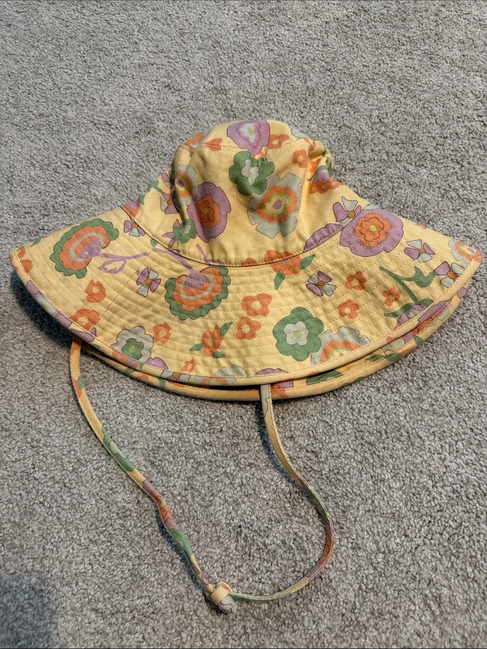 Lack Of Color Yellow Floral Sun Hat with Orange, Green & Purple Accents